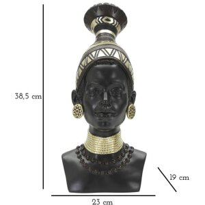Mauro Ferretti Busto Massai Mujer Tribu 23x19x38,5 cm negro