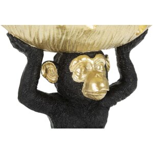 Mauro Ferretti figurita decorativa mono con hoja cuenco 25.2x21x24 cm oro negro