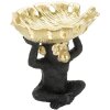 Mauro Ferretti figurita decorativa mono con hoja cuenco 25.2x21x24 cm oro negro