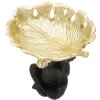 Mauro Ferretti figurita decorativa mono con hoja cuenco 25.2x21x24 cm oro negro