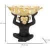 Mauro Ferretti figurita decorativa mono con hoja cuenco 25.2x21x24 cm oro negro