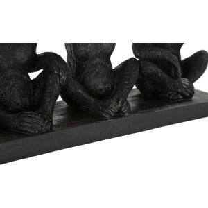 Mauro Ferretti figurita decorativa trío mono con hoja cuenco 43x15,7x20 cm oro negro