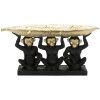 Mauro Ferretti figurita decorativa trío mono con hoja cuenco 43x15,7x20 cm oro negro