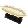 Mauro Ferretti figurita decorativa trío mono con hoja cuenco 43x15,7x20 cm oro negro
