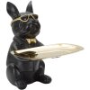Mauro Ferretti figura decorativa bulldog con bandeja 19x20x23,5 cm oro negro