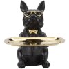 Mauro Ferretti figura decorativa bulldog con bandeja 19x20x23,5 cm oro negro