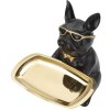Mauro Ferretti figura decorativa bulldog con bandeja 19x20x23,5 cm oro negro