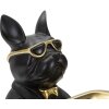 Mauro Ferretti figura decorativa bulldog con bandeja 19x20x23,5 cm oro negro