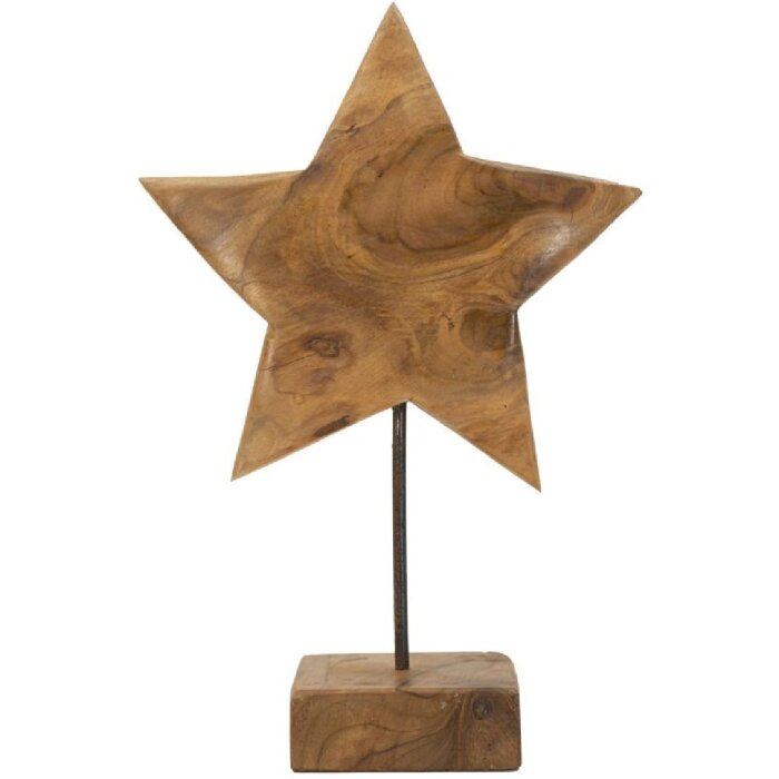 Mauro Ferretti escultura estrella de madera de teca 28x12x42 cm marrón
