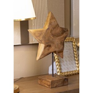 Mauro Ferretti escultura estrella de madera de teca 28x12x42 cm marrón