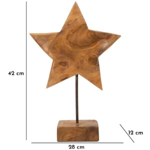 Mauro Ferretti escultura estrella de madera de teca 28x12x42 cm marrón