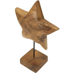 Mauro Ferretti escultura estrella de madera de teca 28x12x42 cm marrón