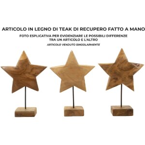 Mauro Ferretti escultura estrella de madera de teca 28x12x42 cm marrón