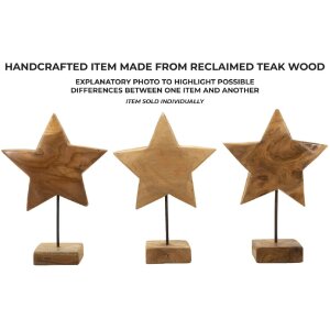 Mauro Ferretti escultura estrella de madera de teca 28x12x42 cm marrón