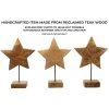 Mauro Ferretti escultura estrella de madera de teca 28x12x42 cm marrón