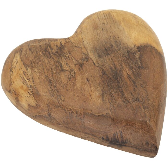 Mauro Ferretti corazón decorativo de teca 16x14x4,5 cm marrón