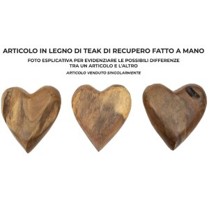Mauro Ferretti corazón decorativo de teca 16x14x4,5 cm marrón