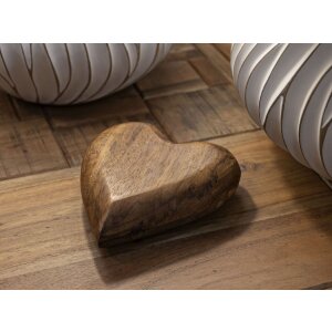 Mauro Ferretti corazón decorativo de teca 16x14x4,5 cm marrón