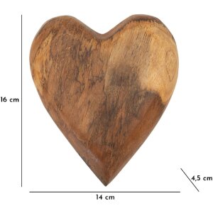 Mauro Ferretti corazón decorativo de teca 16x14x4,5 cm marrón