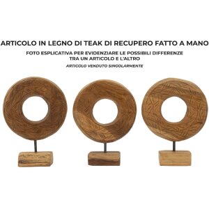 Mauro Ferretti escultura Dorat de madera de teca 20x10x28 cm marrón