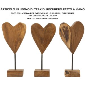 Mauro Ferretti escultura corazón teca 15x10x35 cm marrón