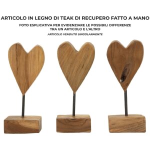 Mauro Ferretti escultura corazón teca 10x10x25 cm marrón