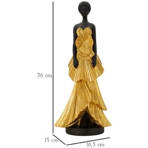 Mauro Ferretti figura mujer 14.5x10x33 cm oro negro