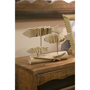 Mauro Ferretti escultura decorativa pez 37x10x24 natural