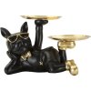 Mauro Ferretti figurita decorativa perro Rover con bandeja 23,5x13x18,5 cm oro negro