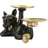 Mauro Ferretti figurita decorativa perro Rover con bandeja 23,5x13x18,5 cm oro negro