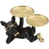 Mauro Ferretti figurita decorativa perro Rover con bandeja 23,5x13x18,5 cm oro negro