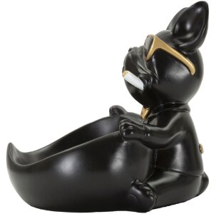 Mauro Ferretti figurita decorativa bola perro con cuenco 18,5x20,5x20 cm oro negro