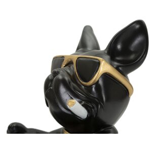 Mauro Ferretti figurita decorativa bola perro con cuenco 18,5x20,5x20 cm oro negro