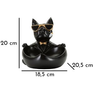 Mauro Ferretti figurita decorativa bola perro con cuenco 18,5x20,5x20 cm oro negro