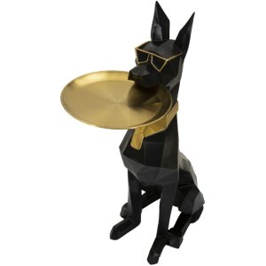 Mauro Ferretti figurita decorativa perro Ory con bandeja 30x64x91 cm oro negro