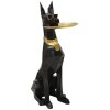 Mauro Ferretti figurita decorativa perro Ory con bandeja 30x64x91 cm oro negro
