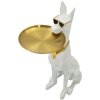 Mauro Ferretti escultura decorativa perro Ory con bandeja 27x51x74 cm oro blanco