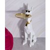Mauro Ferretti escultura decorativa perro Ory con bandeja 27x51x74 cm oro blanco