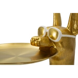 Mauro Ferretti escultura decorativa perro Pit con bandeja 30x64x91 cm oro