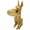 Mauro Ferretti escultura decorativa perro Pit con bandeja 30x64x91 cm oro