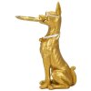 Mauro Ferretti escultura decorativa perro Pit con bandeja 27x51x74 cm oro