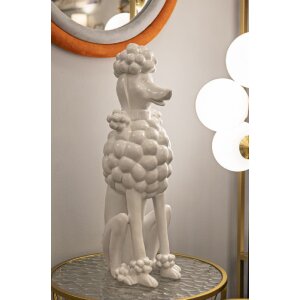 Mauro Ferretti escultura decorativa caniche sentado 20x26x61 cm blanco