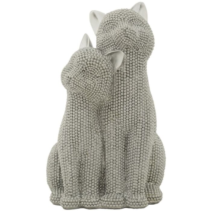 Mauro Ferretti estatuilla decorativa de una pareja de gatos Sparky 13x10x21 cm plata