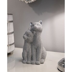 Mauro Ferretti estatuilla decorativa de una pareja de gatos Sparky 13x10x21 cm plata
