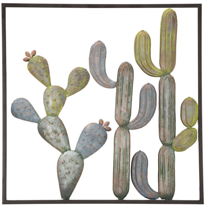 Mauro Ferretti decoración mural marco cactus 50x1,3x50 cm verde azul claro