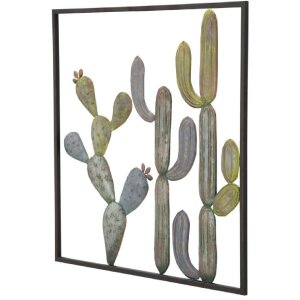 Mauro Ferretti decoración mural marco cactus 50x1,3x50 cm verde azul claro