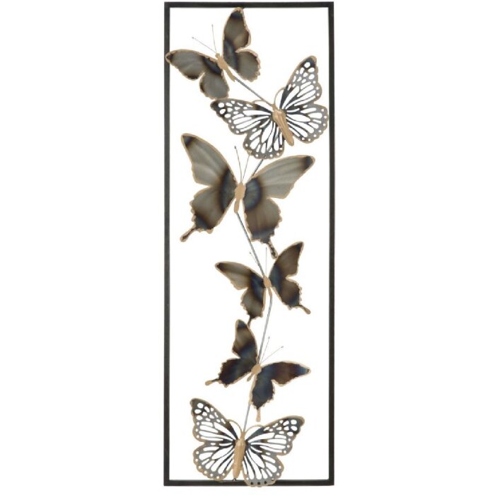 Mauro Ferretti decoración de pared mariposas 31x2.5x90 cm negro plata