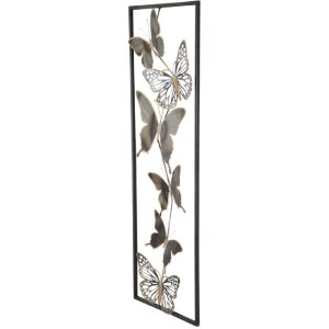 Mauro Ferretti decoración de pared mariposas 31x2.5x90 cm negro plata