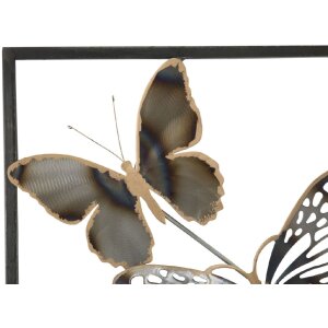Mauro Ferretti decoración de pared mariposas 31x2.5x90 cm negro plata