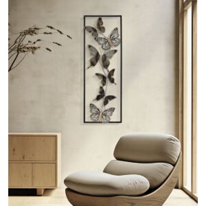 Mauro Ferretti decoración de pared mariposas 31x2.5x90 cm negro plata